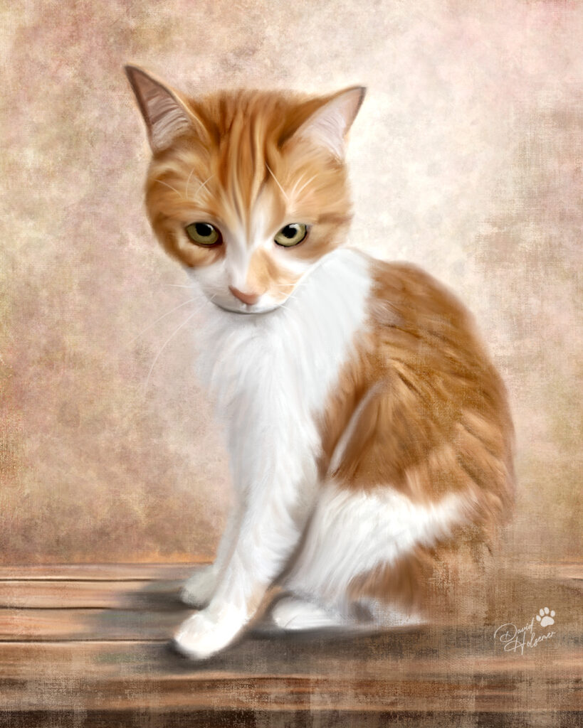 A painted picture of a cat
