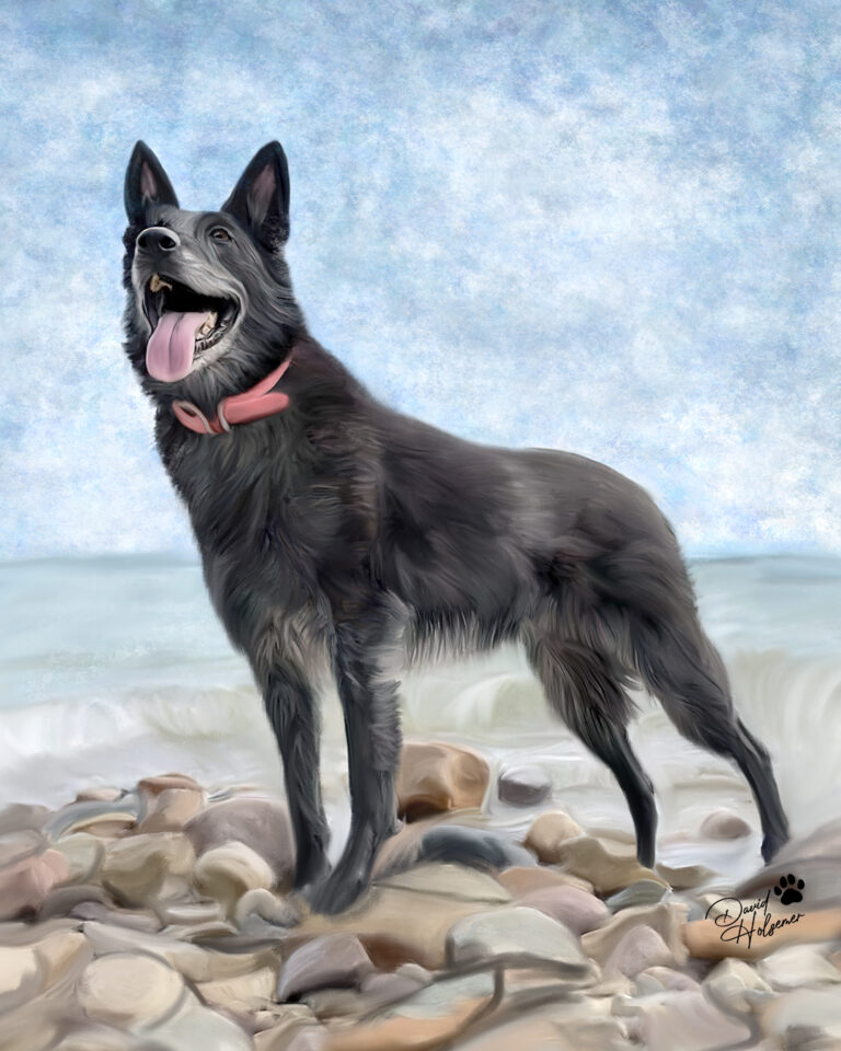 K9 Yoube portrait painted for Project K9 Hero by Wet Nose Creative