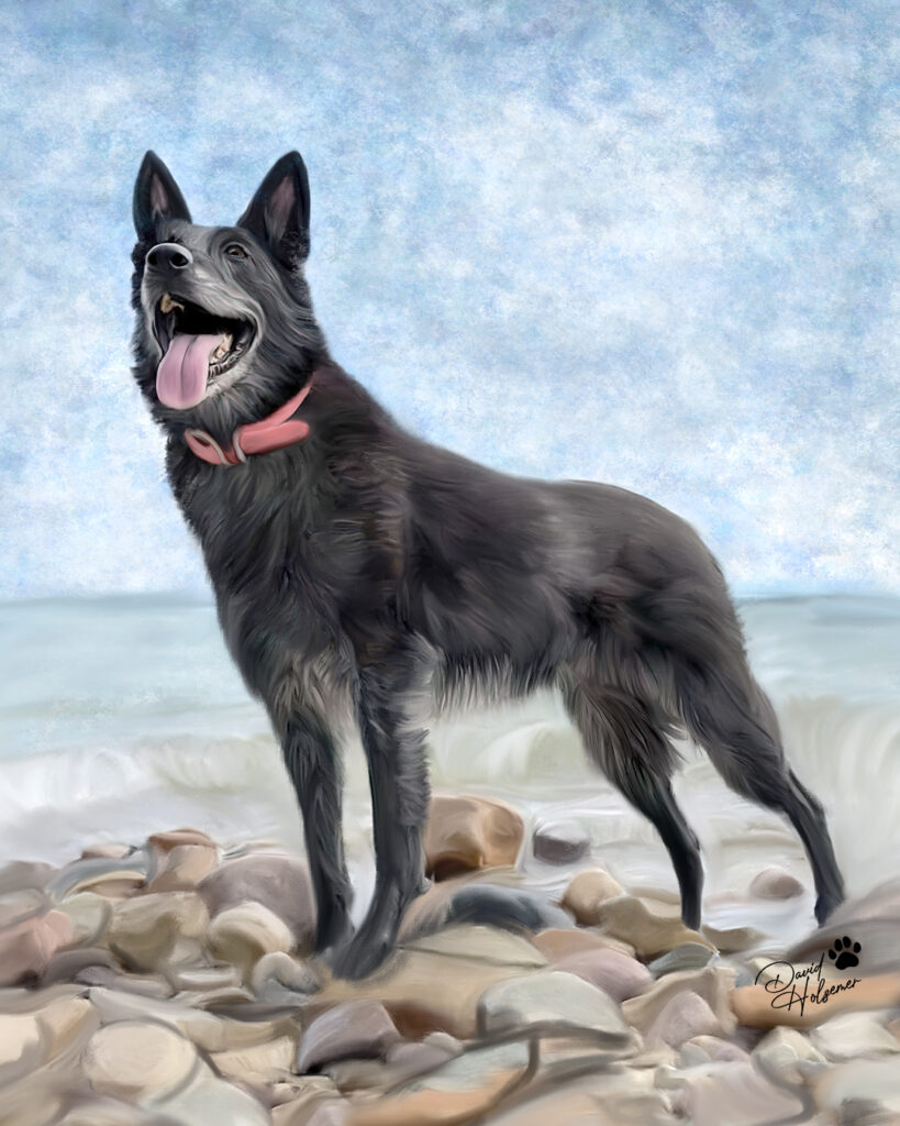 K9 Yoube portrait painted for Project K9 Hero by Wet Nose Creative